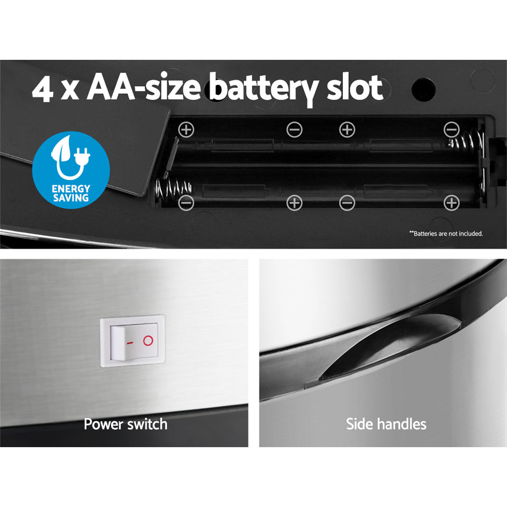 50L Stainless Steel Motion Sensor Trash Can - Automatic Touchless Kitchen & Office Garbage Bin with Lid, Hands-Free Waste Bin for Home, Bathroom, and Commercial Use