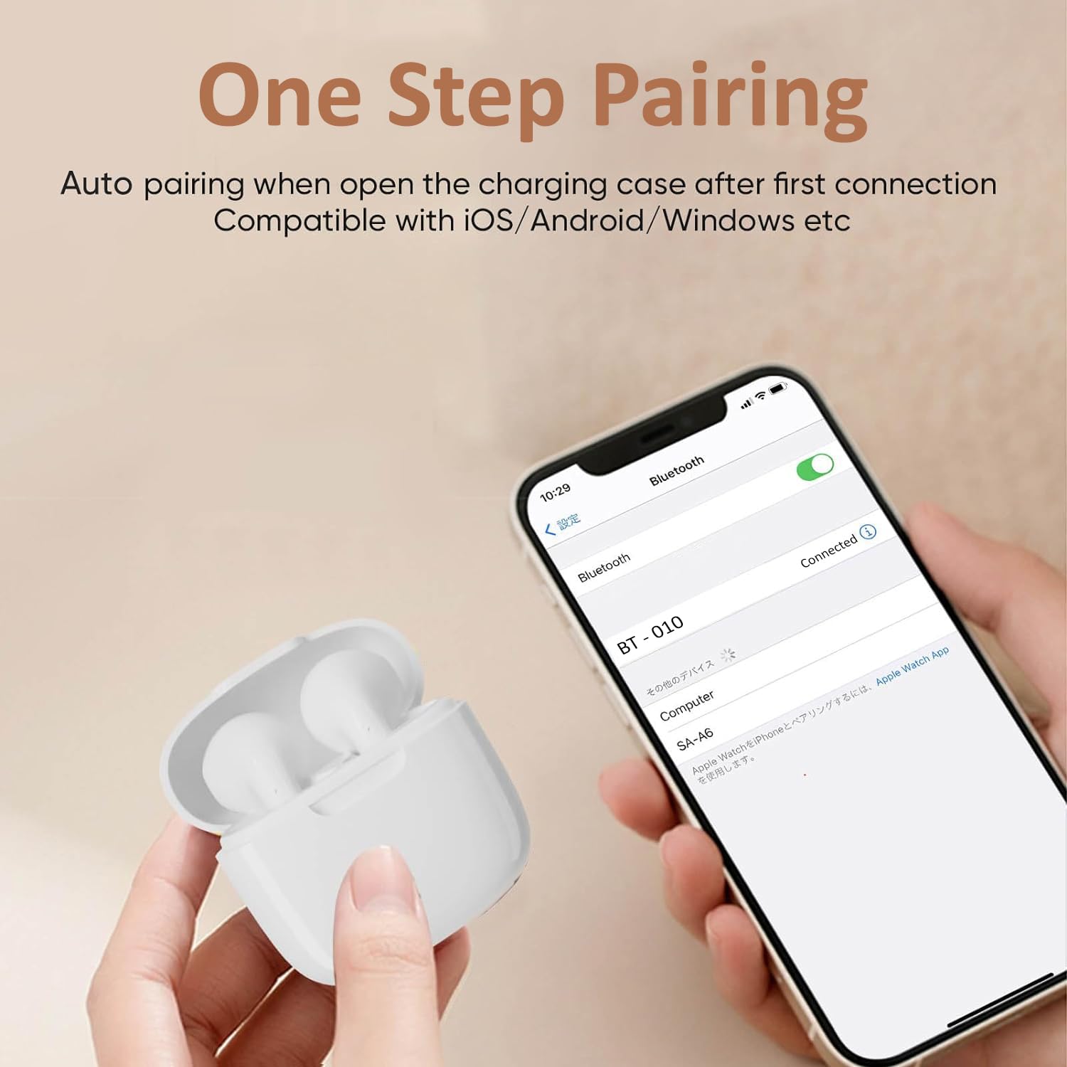 KP TECHNOLOGY Wireless Bluetooth Earbuds for iPhone 16/15/14/13/12/11 Series - Noise Cancelling In-Ear Headphones with Mic, White | Perfect for Gym, Running, Commuting & Workouts