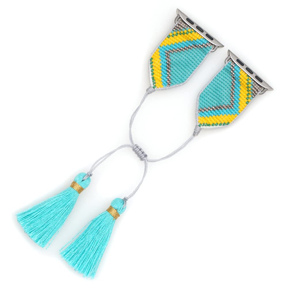 INFIJYON Braided Watch Band Compatible with Apple Watch - Soft Woven Boho Tassel Strap for Women & Girls - Perfect for Casual, Office & Festival Wear