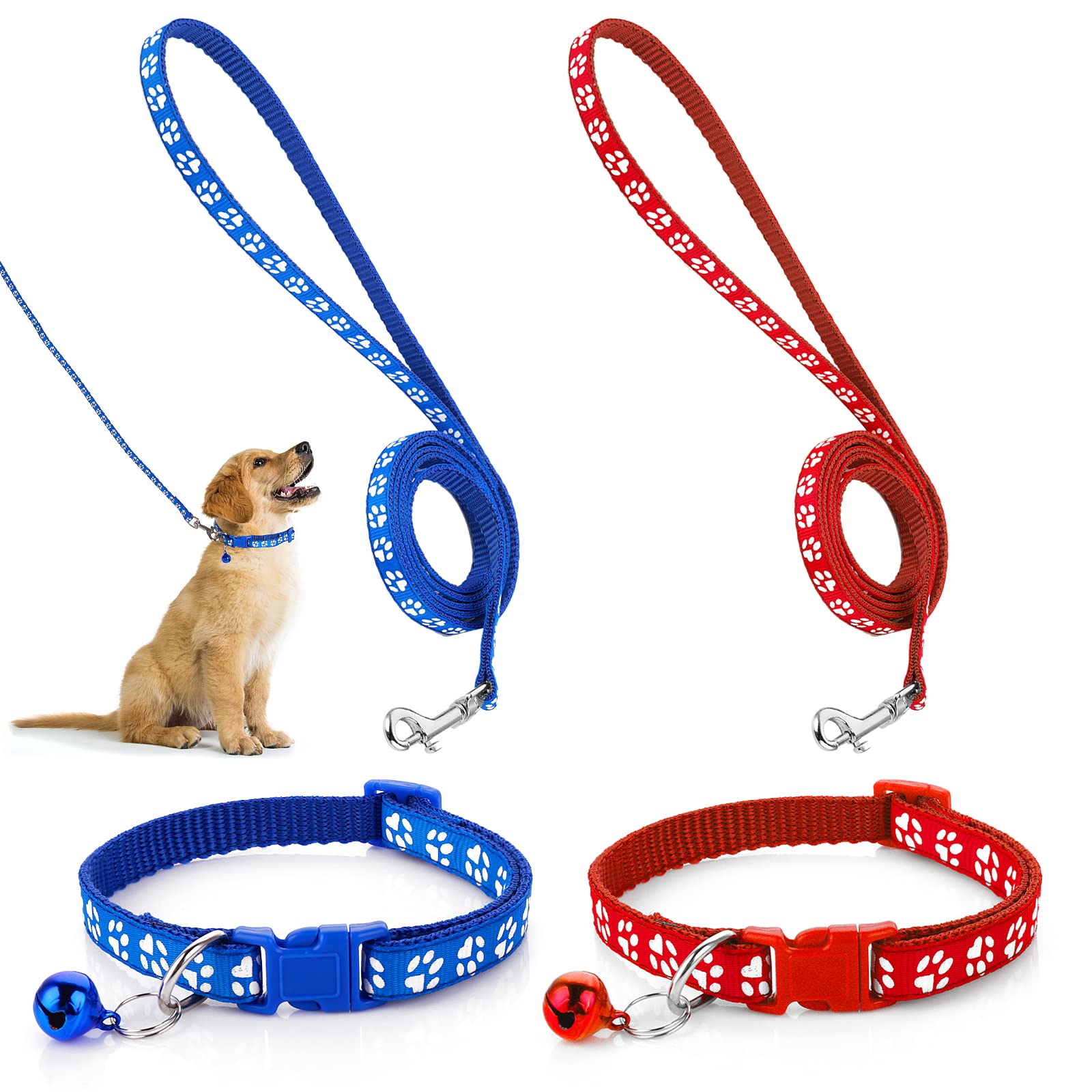 **Molain Adjustable Pet Collar and Leash Set for Dogs & Cats - Durable Quick-Release Clip Training Rope - Perfect for Small Puppies & Kittens (Ideal for Walks, Training & Travel)**