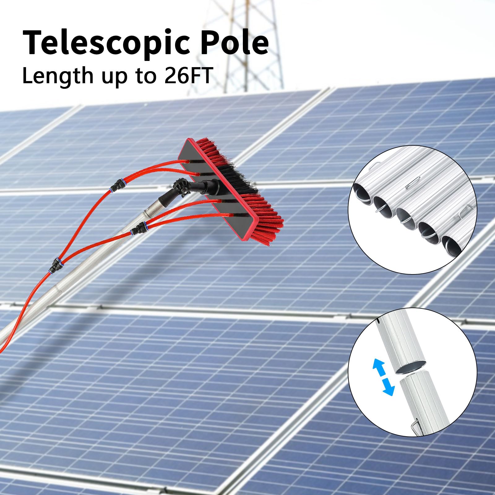**DYRABREST Water Fed Pole Kit – Extendable Telescopic Window Cleaning Brush for Outdoor Glass, Solar Panels & Surfaces – High-Pressure Spray Washer (US Stock) – Perfect for Home, Commercial & RV Cleaning**