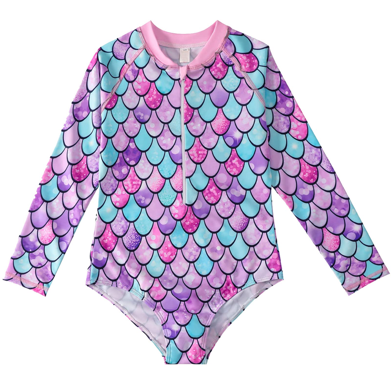 **Toddler Girls Long Sleeve UV Protection Swimwear - Cute Summer Print Sunscreen Swimsuit for Baby & Kids - Perfect for Beach, Pool & Outdoor Water Play**