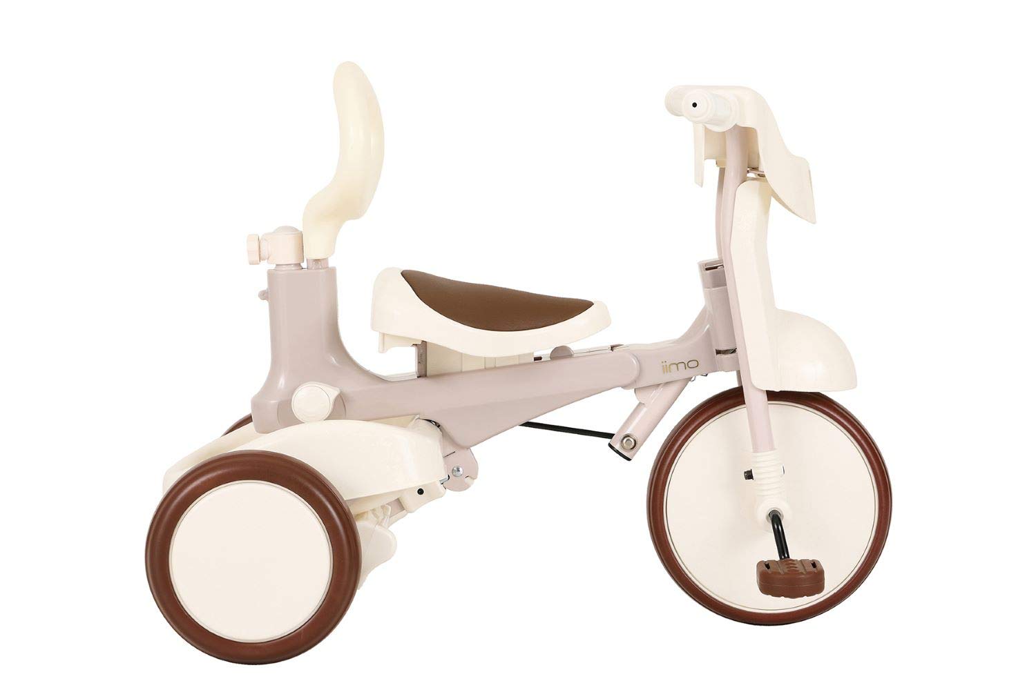 Premium iimo 02SS Foldable Toddler Tricycle - Lightweight Push & Fold Trike Stroller for Kids Ages 10 Months to 3 Years, Gentle White | Perfect for Park Rides, Neighborhood Walks & Outdoor Family Adventures