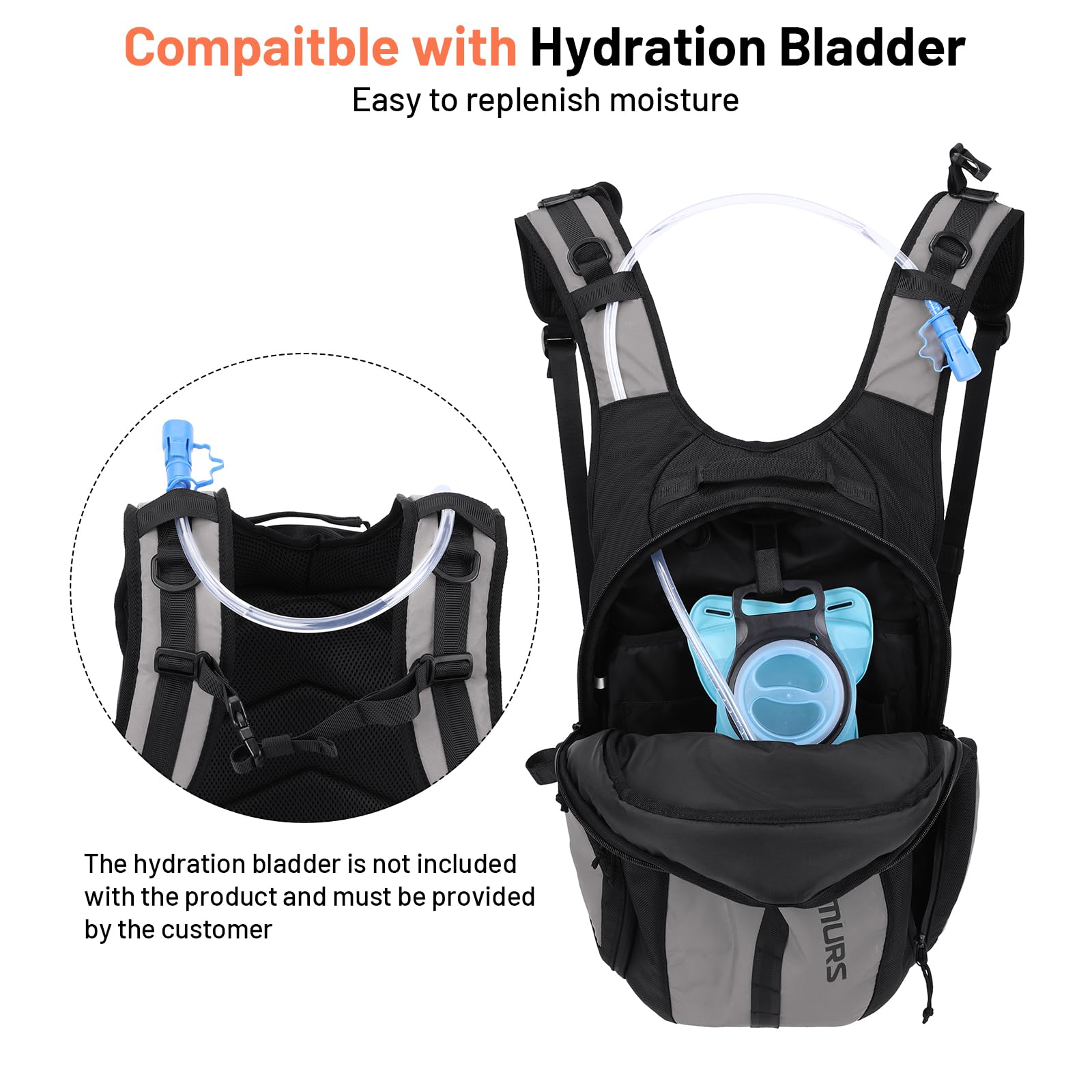 1680D Waterproof Motorcycle Reflective Backpack with Hydration Bladder Compartment - Durable Oxford Laptop Travel Backpack for Commuting, Cycling & Outdoor Adventures