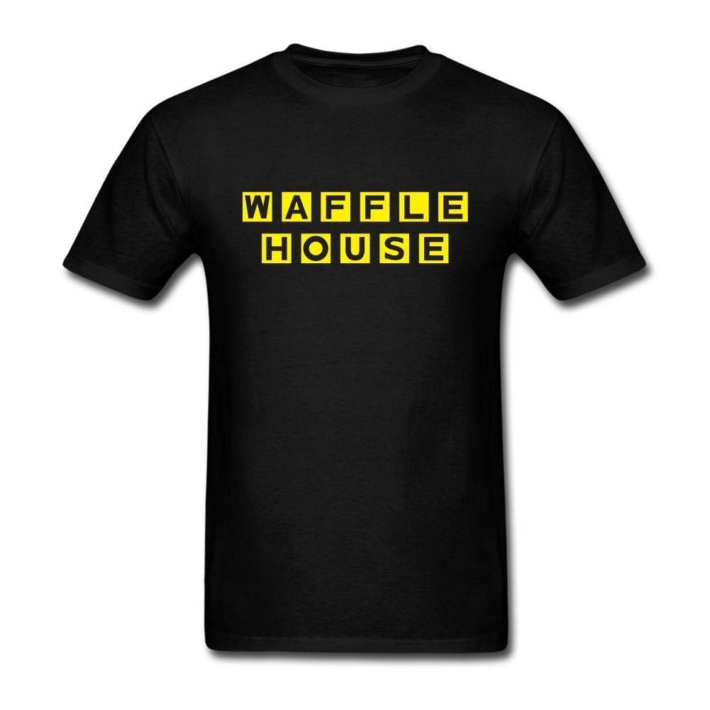 Vallowa Funny Waffle House Logo Inspired Men's T-Shirt - Short Sleeve Crew Neck Cotton Tee - Casual Wear for Breakfast Lovers & Retro Diner Fans