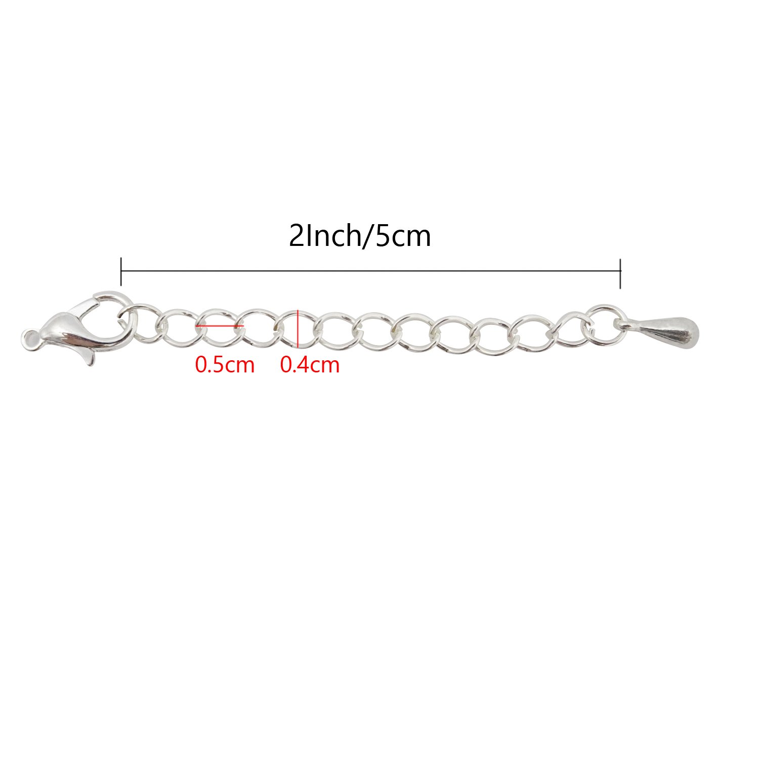 Honbay 15PCS 2-Inch Silver Jewelry Extender Chains - Necklace, Bracelet & Anklet Extension with Lobster Clasp | Perfect for Adjusting Jewelry Length & Layering Accessories