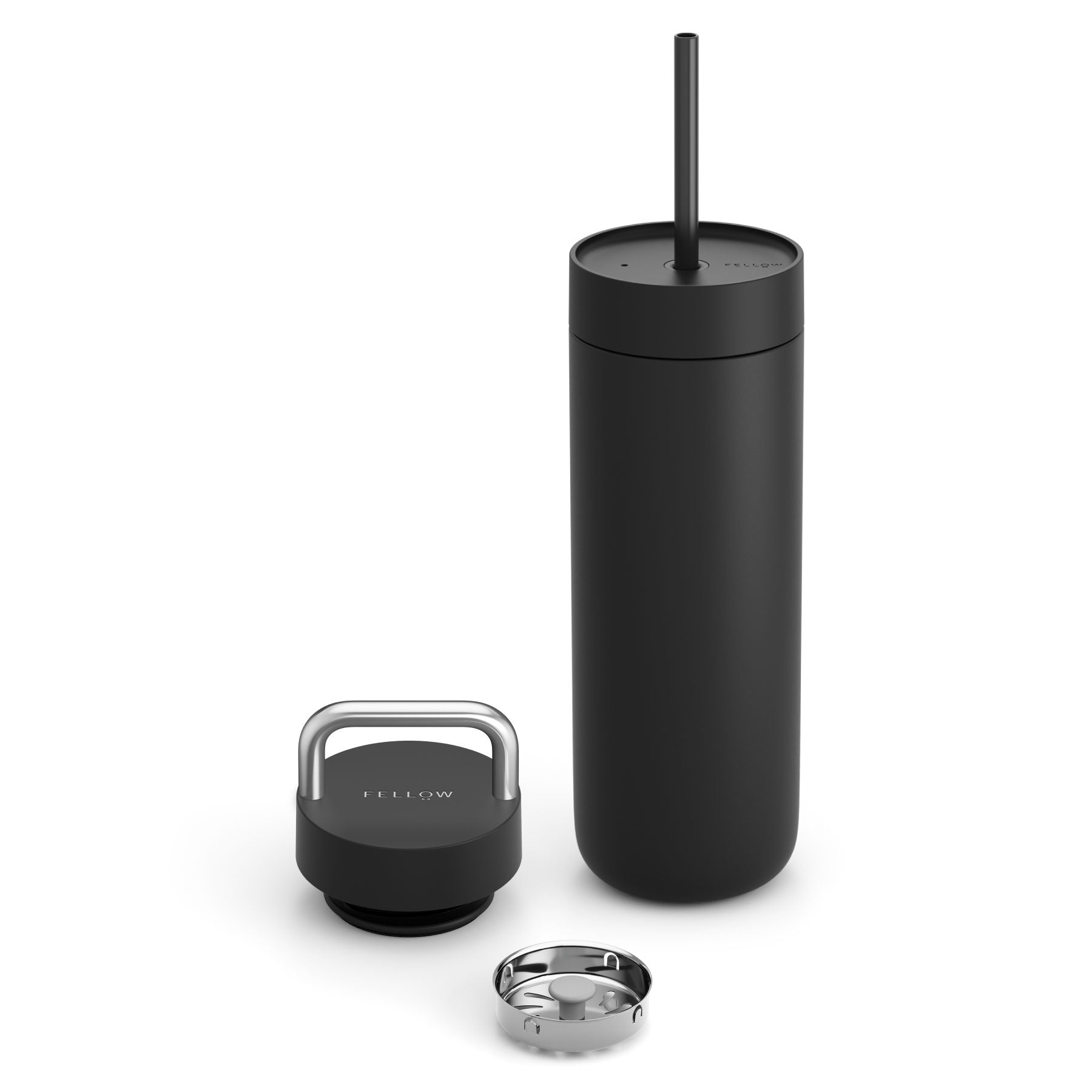 Fellow Carter Travel Mug with 2-in-1 Lid System - Matte Black Insulated Coffee Tumbler | Leakproof & Temperature Control | Perfect for Commuting, Camping & Office Use