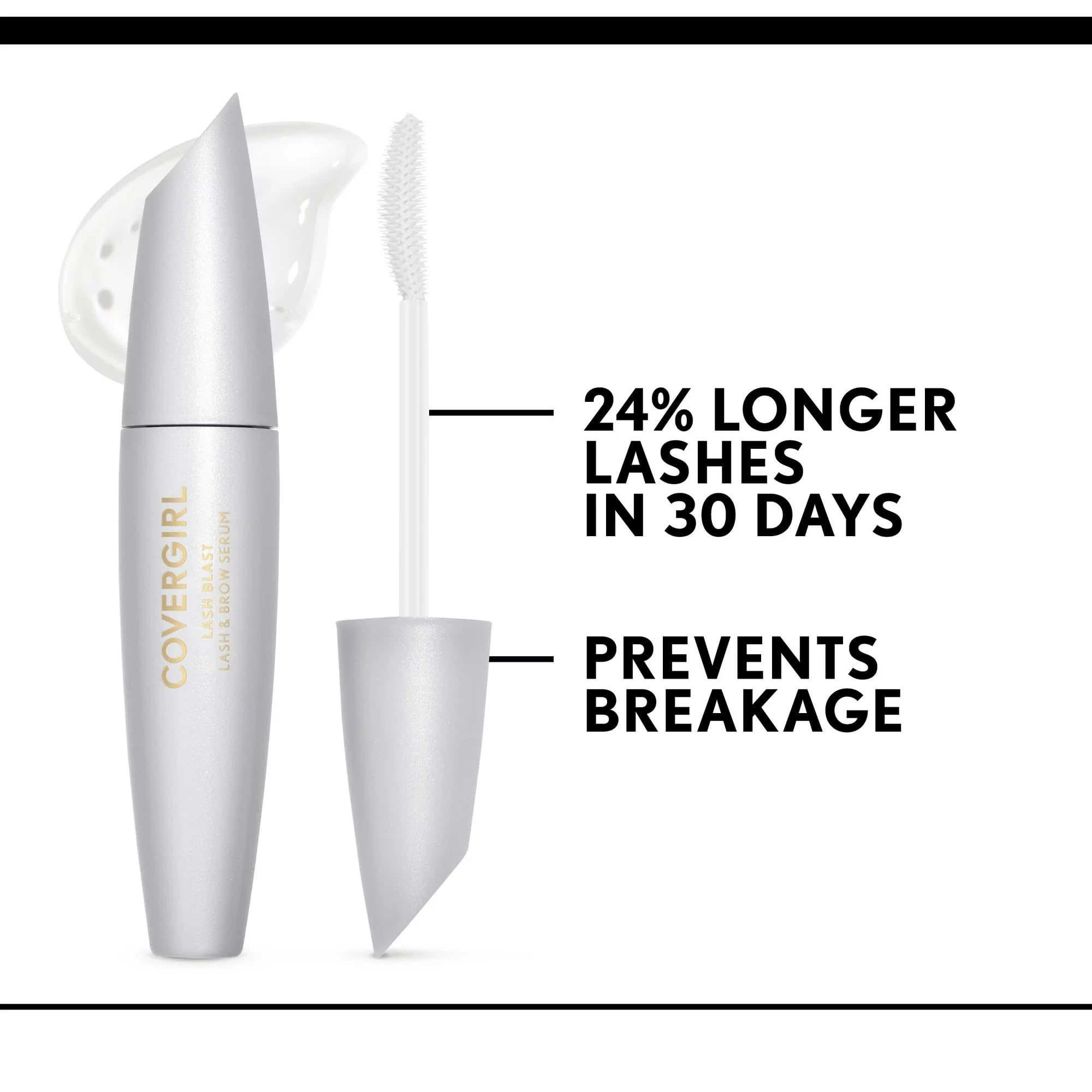 COVERGIRL Lash Blast Lash & Brow Transparent Serum - Clear Mascara & Eyebrow Growth Enhancer, 0.44 Fl Oz - Perfect for Natural Makeup Looks & Daily Brow Grooming