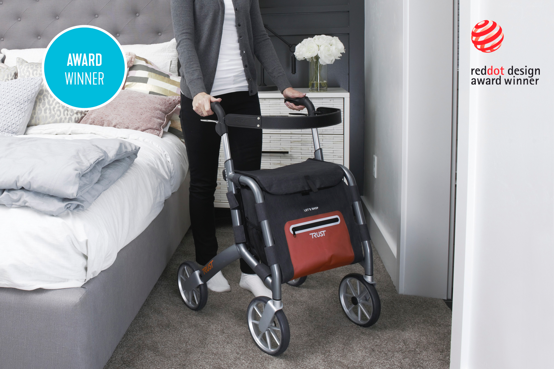 Premium 4-Wheel Rollator Walker with Seat and Basket - Lightweight Folding Mobility Aid for Seniors & Adults - Ideal for Shopping, Travel, and Outdoor Activities