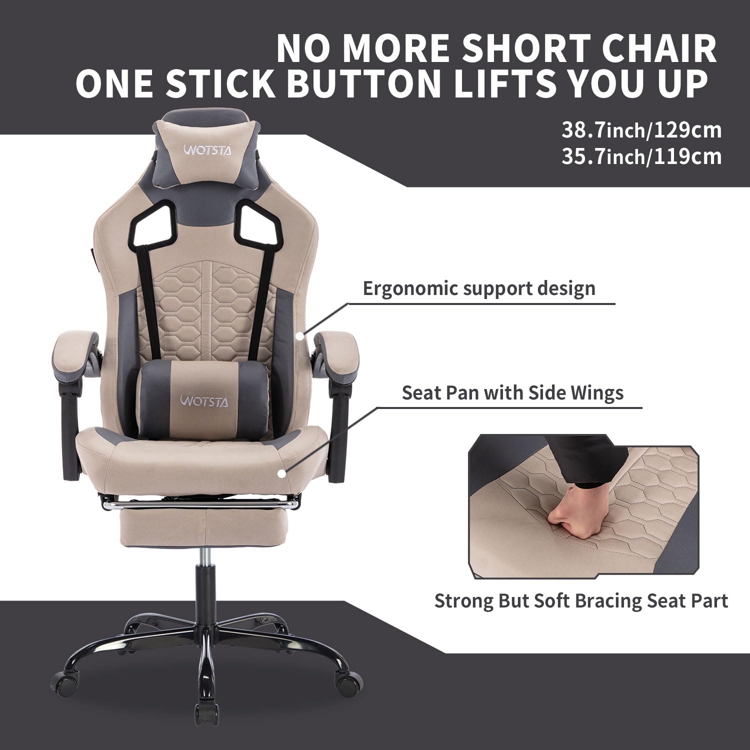 Premium Ergonomic Gaming Chair with Massage & Footrest - High Back PVC Leather, Lumbar Support & Adjustable Headrest - Supports 300LBS - Perfect for PC Gaming, Office Work & Home Theater (Grey)
