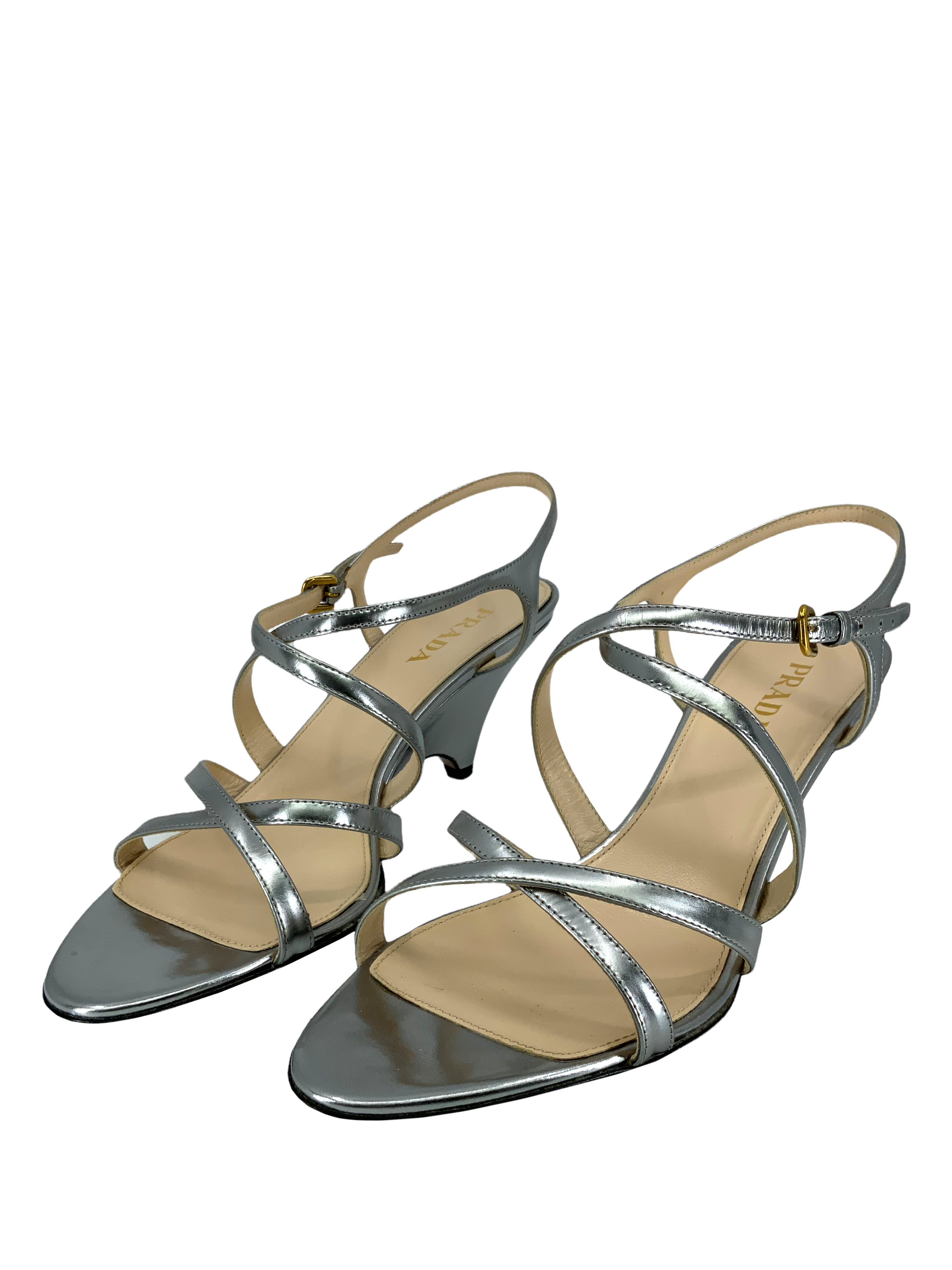 Prada Leather Strappy Sandals Women Size 8 | Luxury Designer Heels for Summer Weddings & Evening Parties