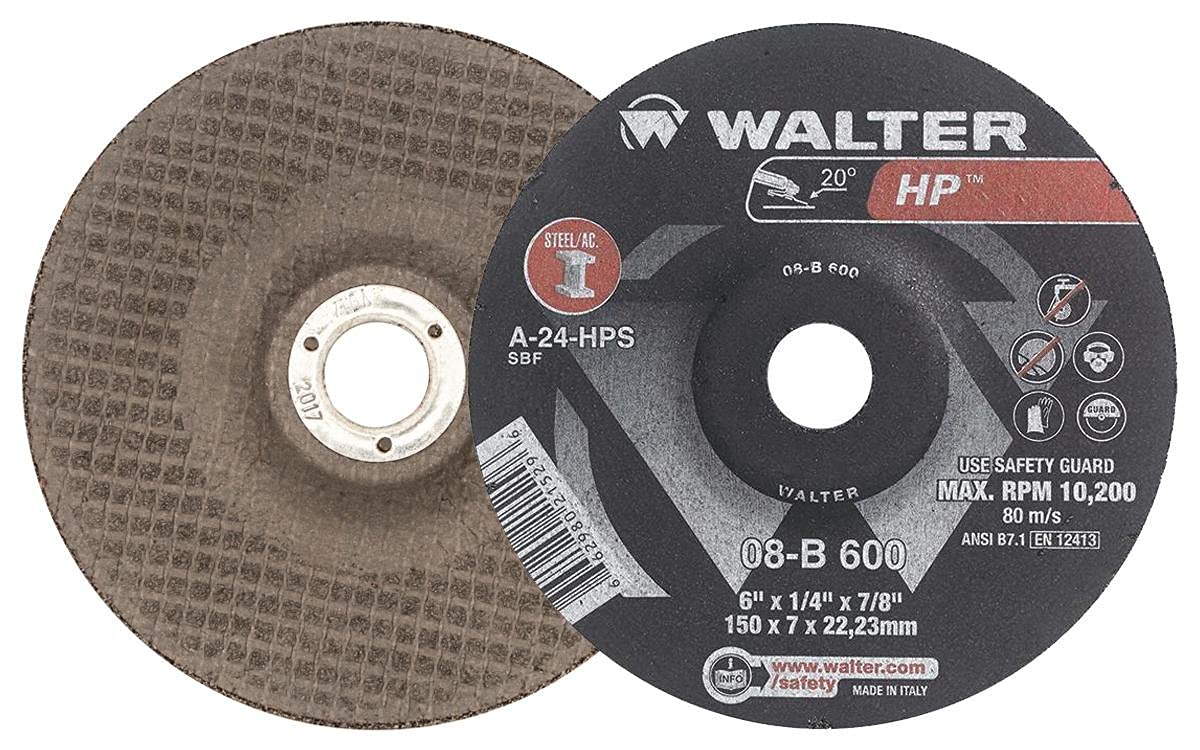 Walter08B710 7-Inch Grinding Wheel Pack of 25 - Premium Abrasive Finishing Wheel with Arbor Hole for Metal, Wood & DIY Projects - Ideal for Grinding, Sanding & Surface Finishing