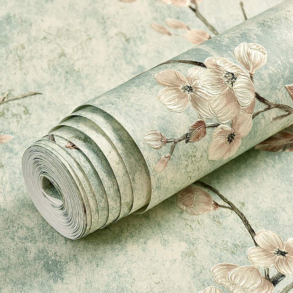 Modern American Country Garden Waterproof Wallpaper - Light Cyan (8804-5) for Living Room & Bedroom - 9.53m Roll - Perfect for Home Decor, Nursery, and Office Renovation