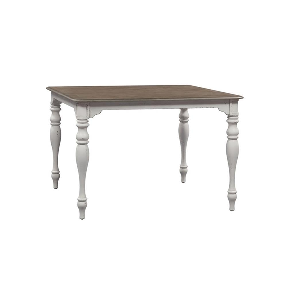 Liberty Furniture Magnolia Manor Gathering Table - Antique White Finish - Farmhouse Dining Table for Kitchen, Dining Room, and Entertaining