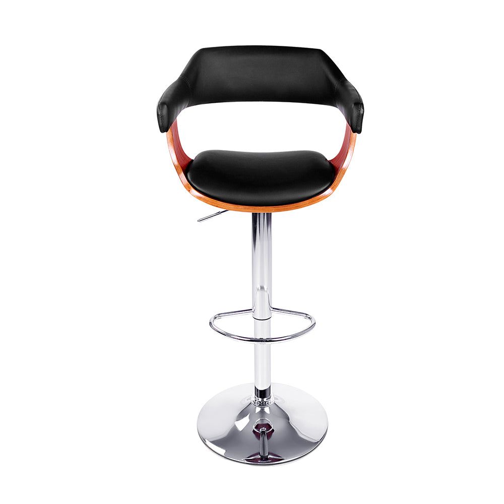 Adjustable Height Bar Stools with Gas Lift Mechanism - PU Leather Upholstery & Armrests - Black Counter Stools for Kitchen Island, Breakfast Bar, or Home Pub - Set of 2