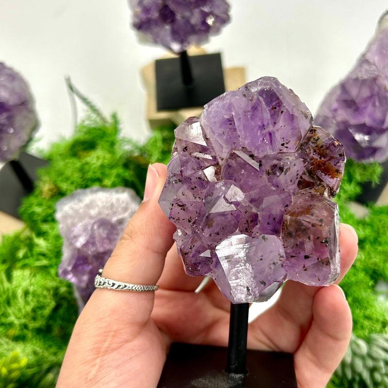Natural Amethyst Crystal Clusters on Pins - Healing, Spiritual Growth & Energy Cleansing | Premium Brazilian Gemstones | Perfect for Meditation, Chakra Balancing & Home Decor