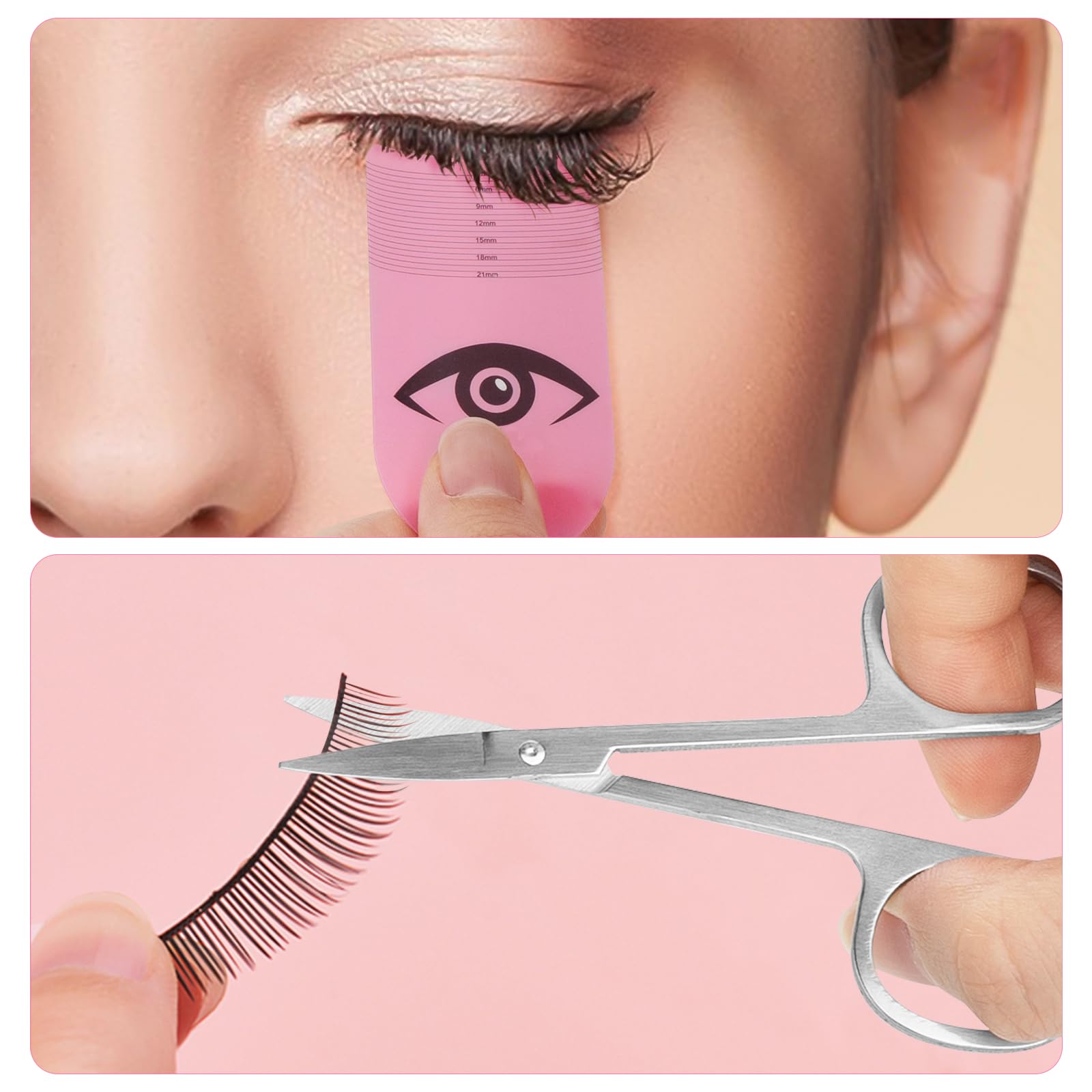 Premium Tweezers Set for Eyelash Extensions - Professional False Eyelash Glue Holders & Pink Eyelash Ruler for Precise Measuring - Ideal for Salon, Home Use & DIY Lash Artists