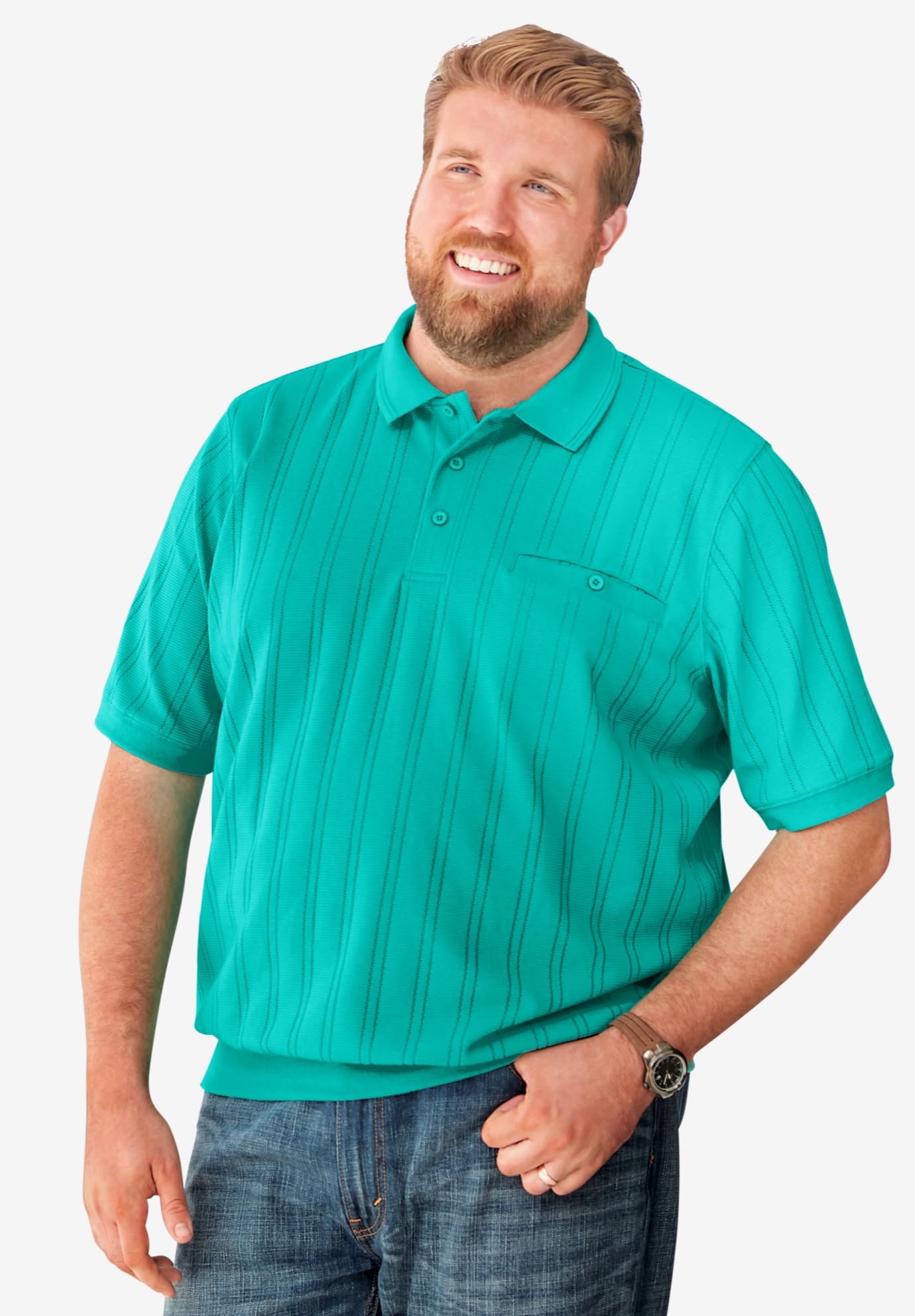 KingSize Men's Big & Tall Banded Bottom Polo Shirt - Comfortable Stretch Fit Casual Shirt for Work, Golf & Outdoor Activities