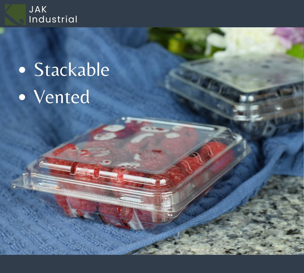 42 Pack - 6oz Clear Plastic Vented Berry Containers with Clamshell Lids - Perfect for Fresh Blueberries, Raspberries, Blackberries Storage - Ideal for Farmers Markets, Grocery Stores & Home Use