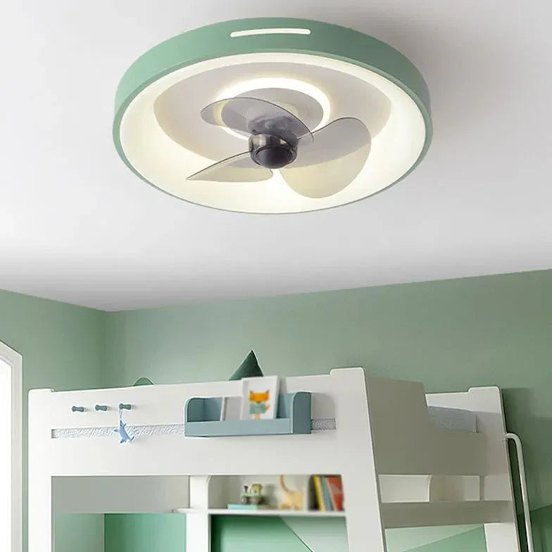 Square 3-Blade Ceiling Fan with LED Light Kit - Modern Low Profile Flush Mount for Bedroom, Living Room & Office