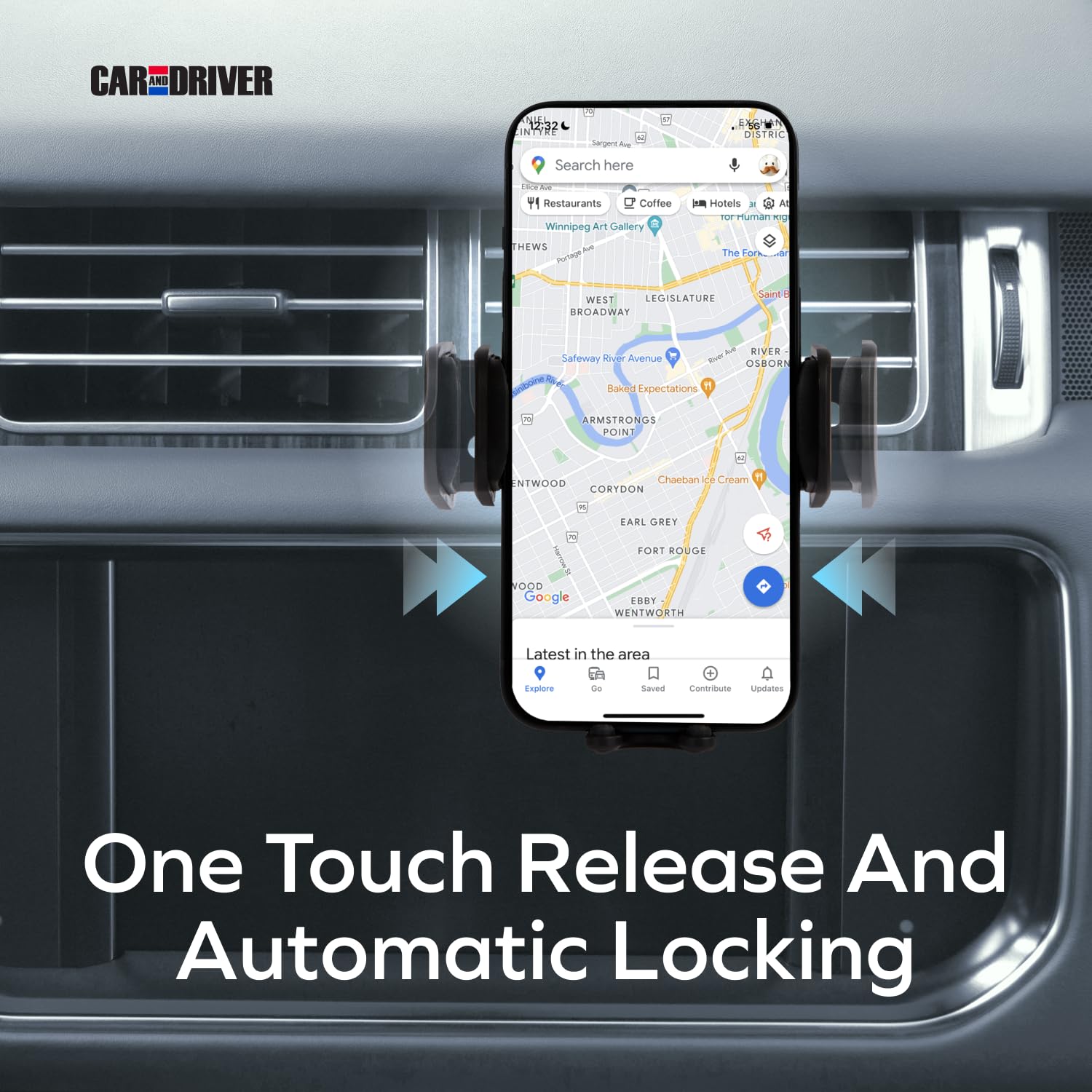 Car and Driver Wireless Charging Mount with Adjustable Arm - USB-C Fast Charger for iPhone & Android Phones - Long Arm Suction Cup for Windshield & Dashboard - Perfect for Road Trips & Commuting