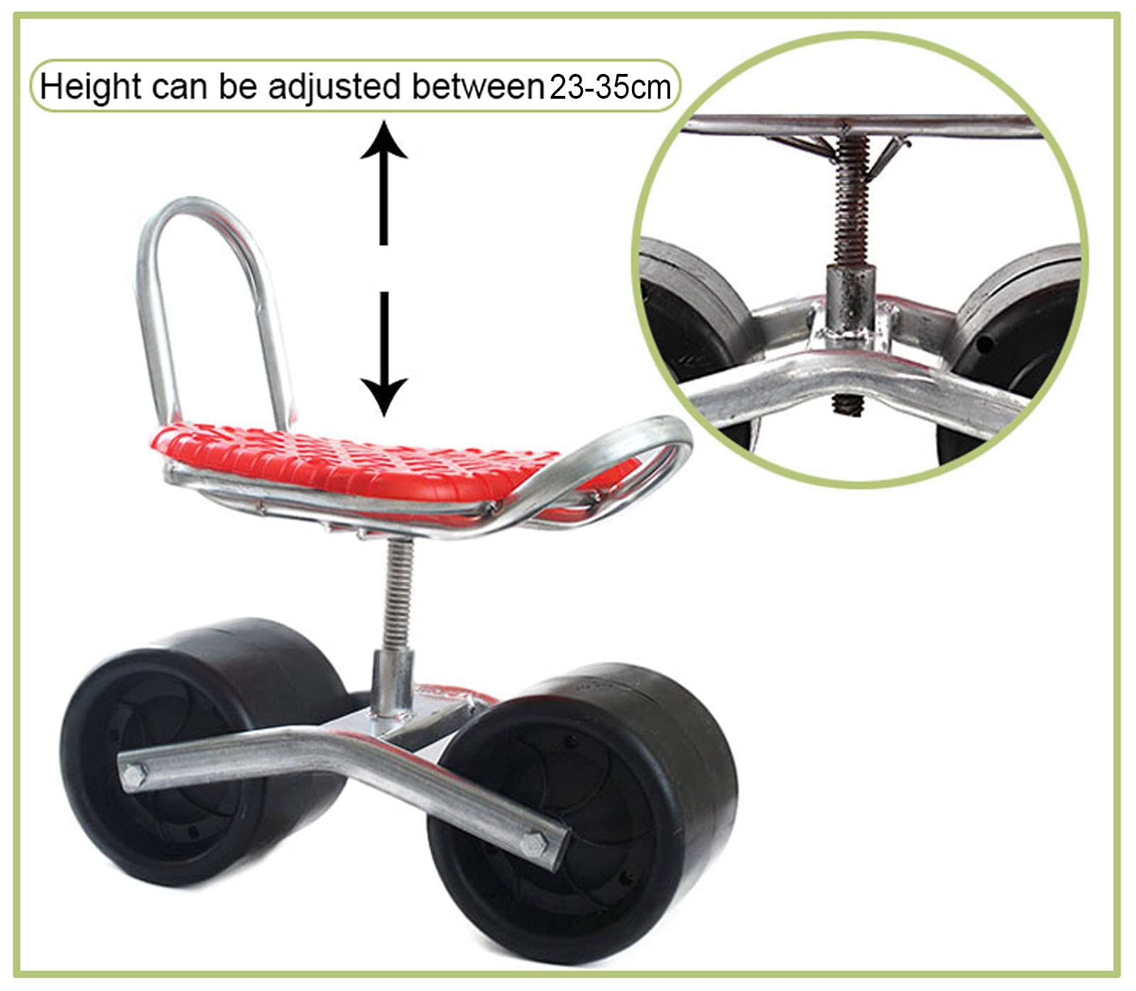 Mobile Garden Stool with Wheels - 360° Rotating & Height Adjustable Rolling Gardening Seat, Portable Garden Cart with Umbrella Stand | Perfect for Outdoor Planting, Weeding & Yard Work