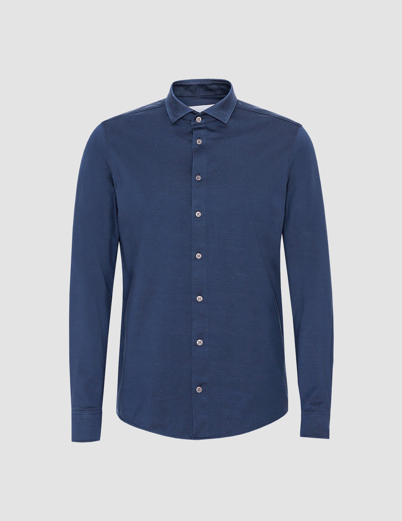 Classic Slim Fit Navy Blue Dress Shirt for Men - Perfect for Business, Office, and Formal Occasions