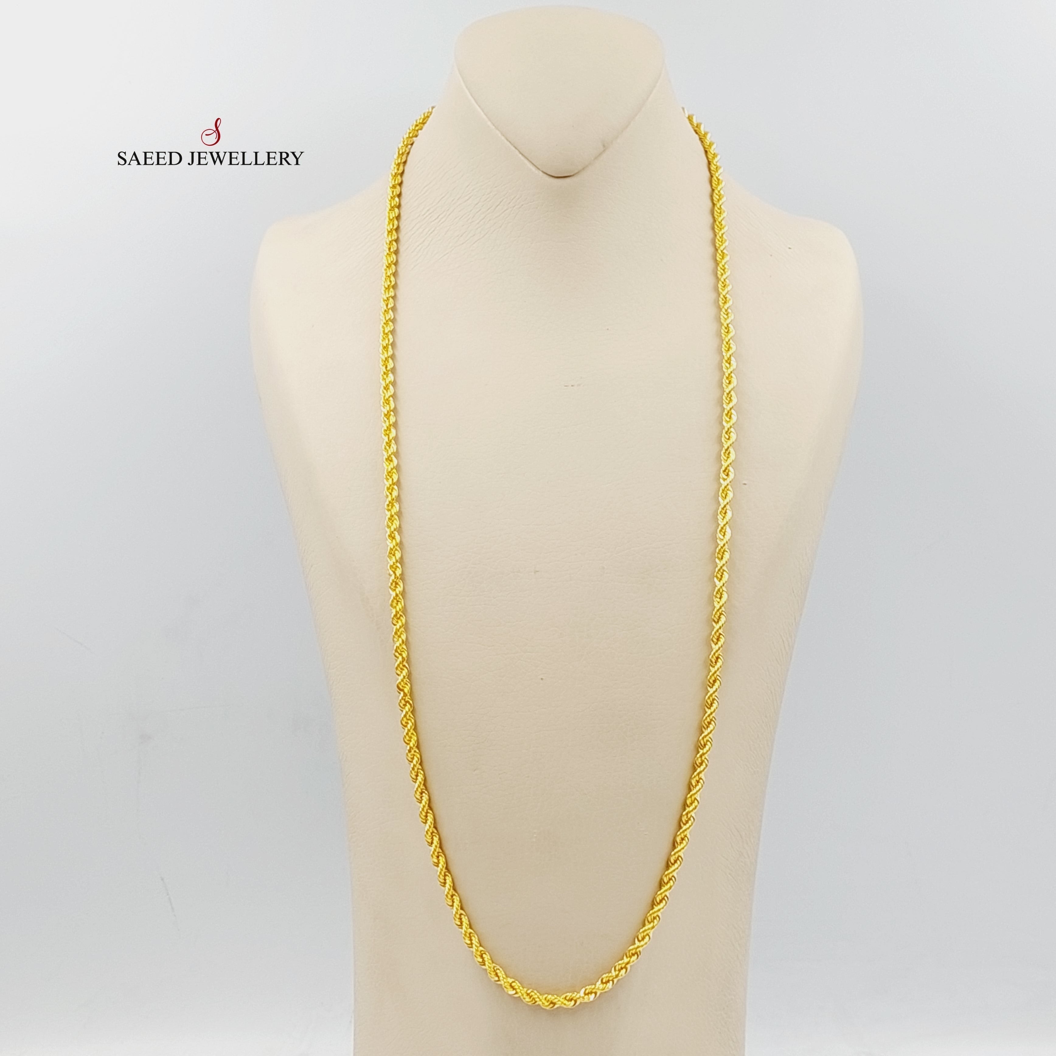 4mm Rope Chain Necklace 70cm - 18K Gold Plated Stainless Steel Jewelry for Women & Men, Perfect for Daily Wear, Parties & Gifts