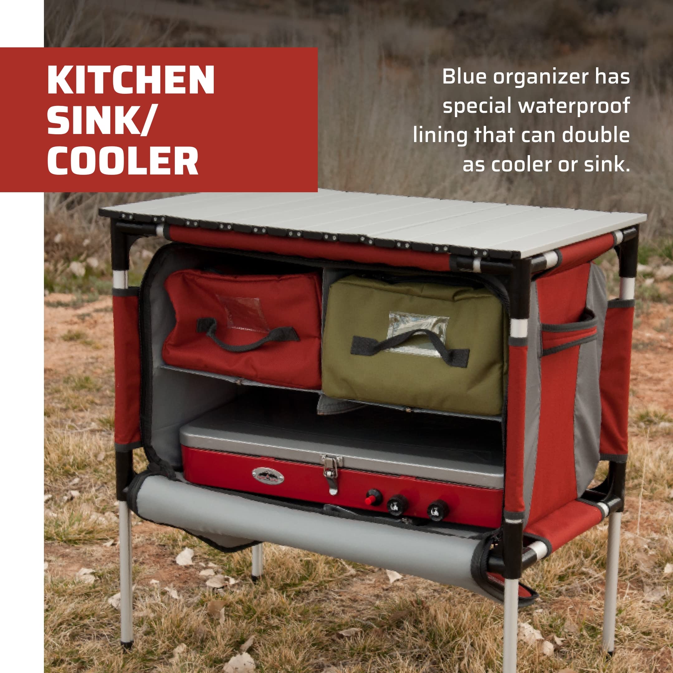 Camp Chef Sherpa Table & Organizer - Portable Aluminum Camping Table for Outdoor Cooking & Gear Storage - Perfect for Camping, Picnics & Backyard BBQs