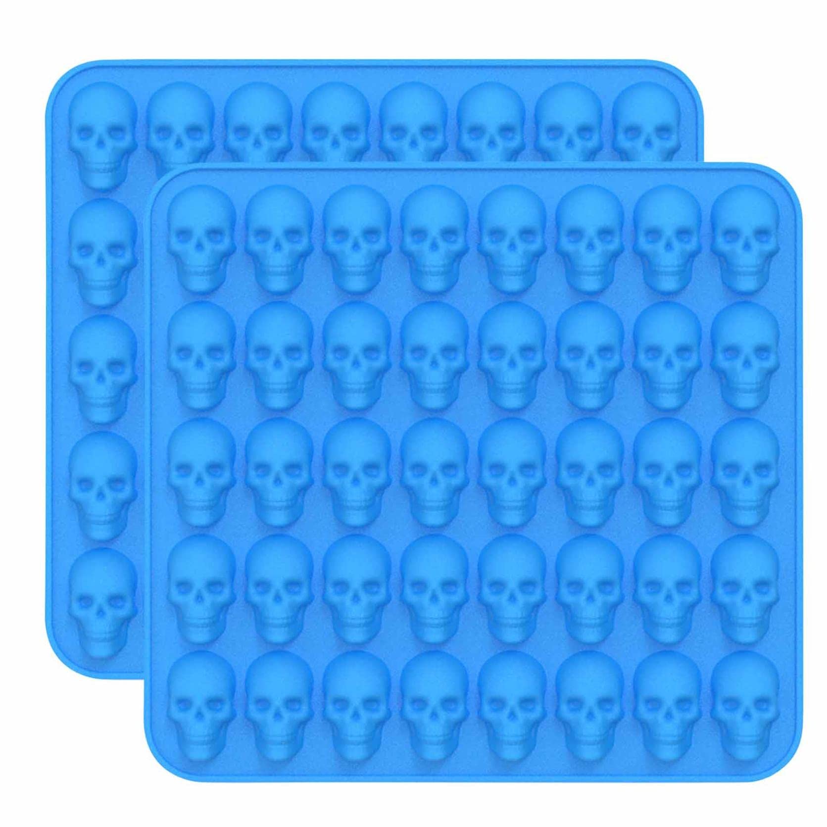3D Skull Ice Cube Tray - Silicone Ice Mold for Whiskey, Cocktails & Juice - Perfect for Halloween Parties, Themed Drinks & Home Bars (Blue)