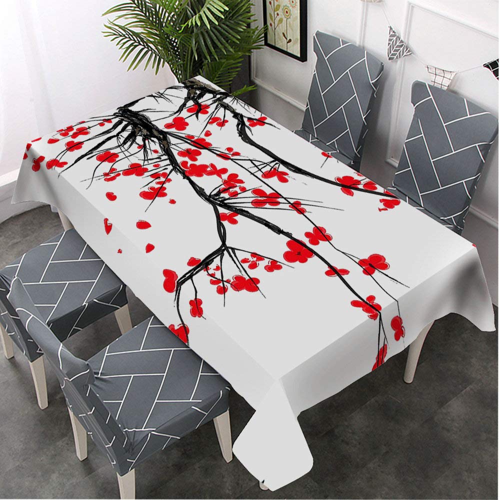 Japanese Cherry Blossom Tablecloth 60x84 Inches - Elegant Sakura Floral Rectangular Table Cover for Dining, BBQ, Picnic, Coffee Table - Waterproof & Wrinkle-Resistant for Indoor/Outdoor Use