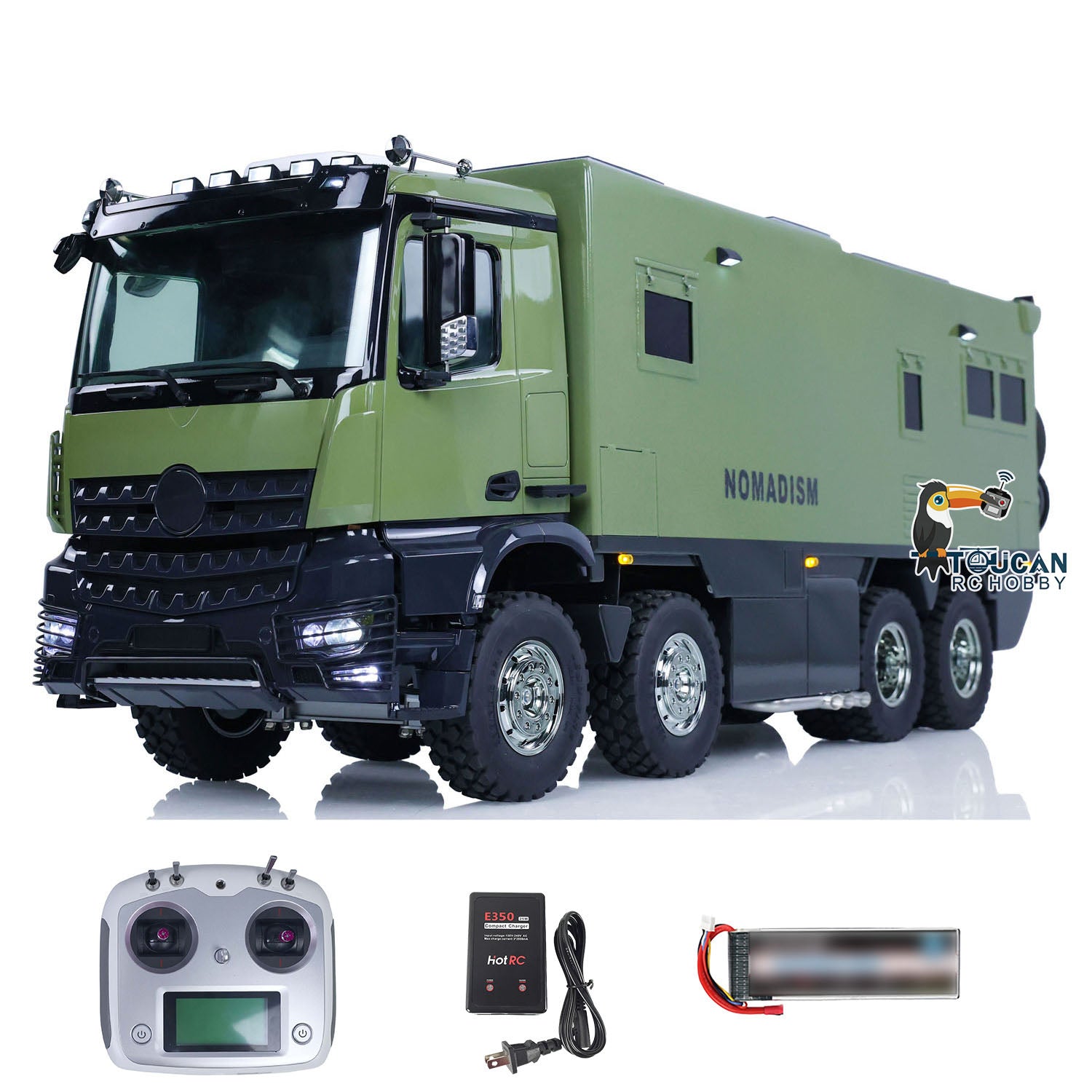 1/14 Scale 8x4 RC Recreational Vehicle RTR Remote Control Car with Sound, Light & Smoke Effects - Ready-to-Run Touring Car for Adults & Kids - Perfect for Caravaning, Off-Road Adventures & Backyard Racing