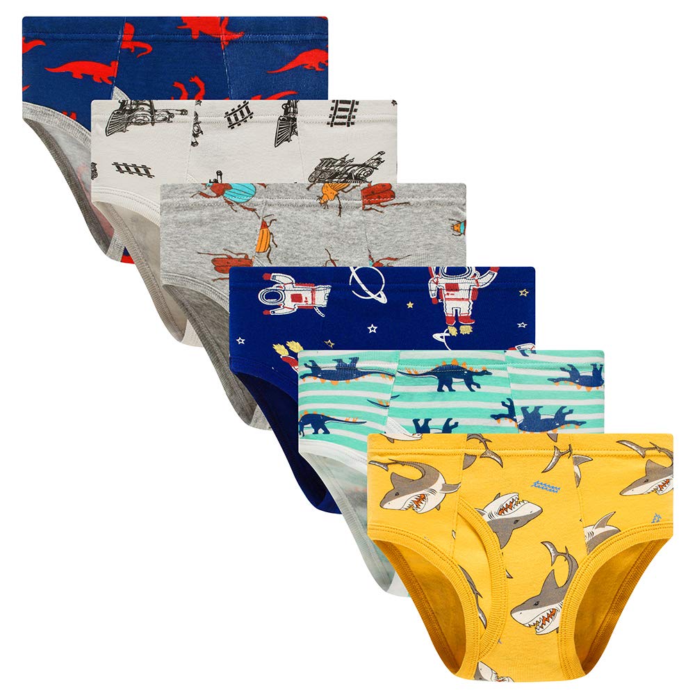 Benetia Boys' Cotton Underwear 6-Pack - Soft Breathable Kids Underwear for Daily Wear, School & Sports Activities - Assorted Colors (Sizes 4-16)