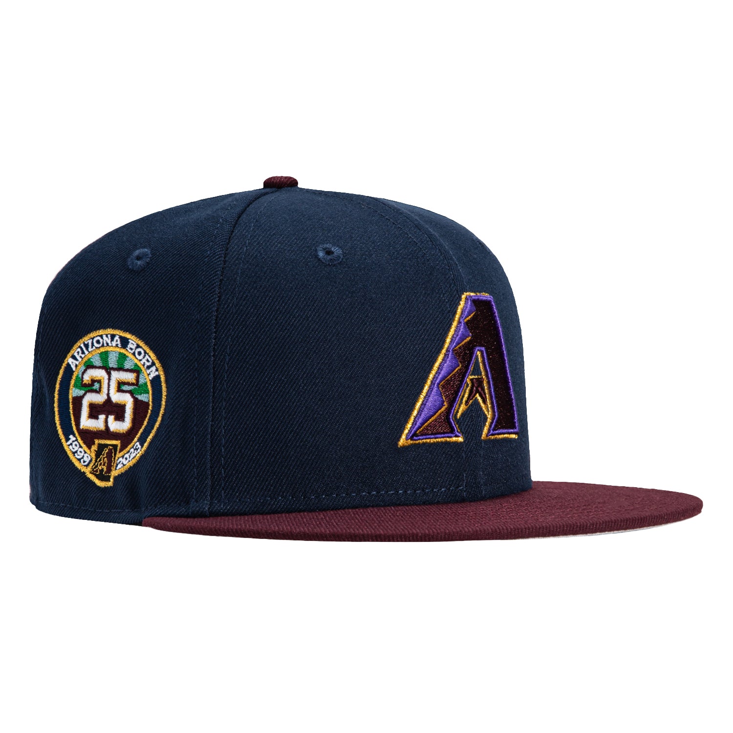 New Era 59Fifty Arizona Diamondbacks 25th Anniversary Patch Snapback Hat - Navy & Maroon MLB Baseball Cap for Men & Women - Perfect for Games, Fan Gear & Streetwear Fashion