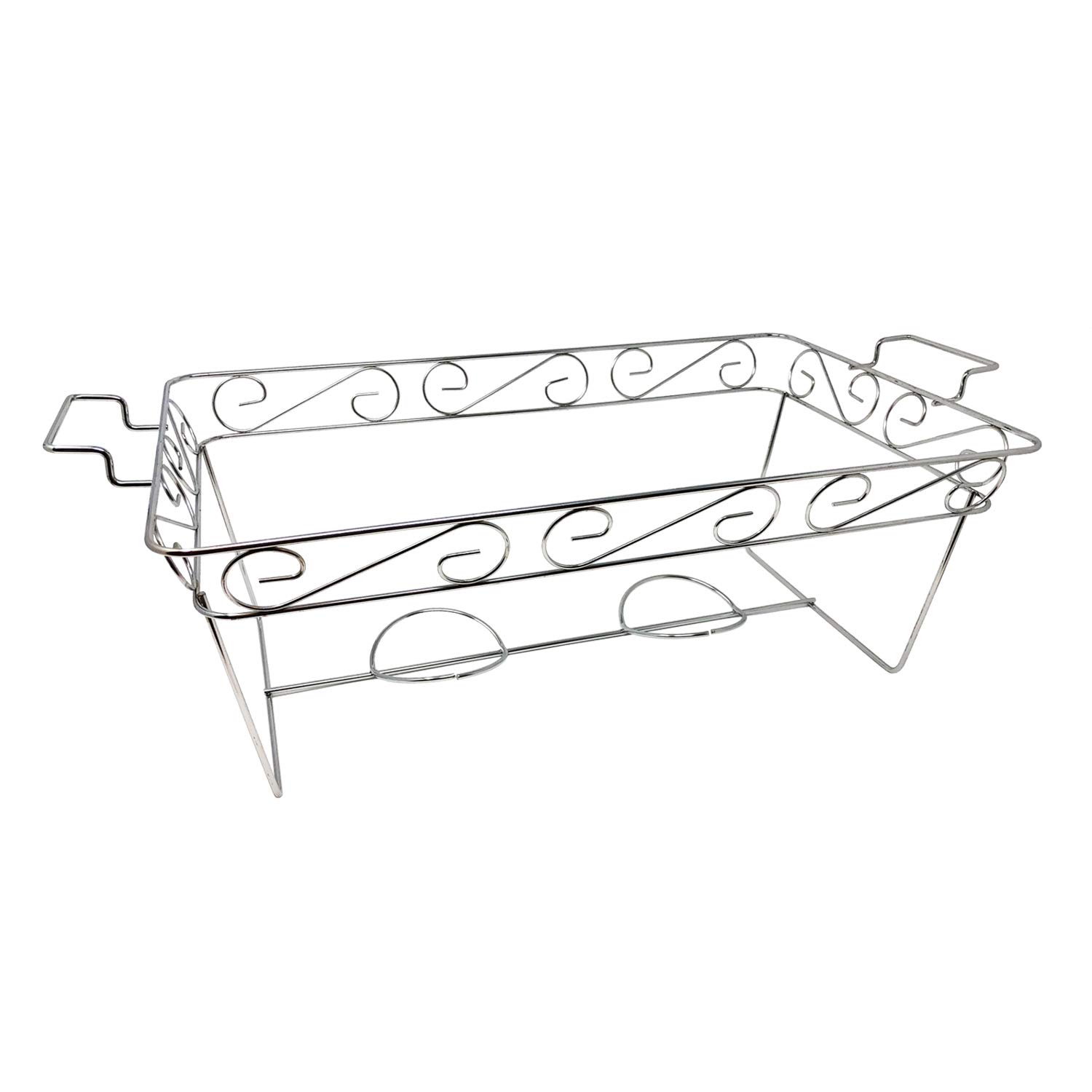 Elegant Full Size Heavy Duty Chafing Rack - Decorative Wire Buffet Stand with Serving Trays Frame for Food Warming - Chrome Finish (Case of 12) - Perfect for Catering, Buffets, Weddings, and Party Serving