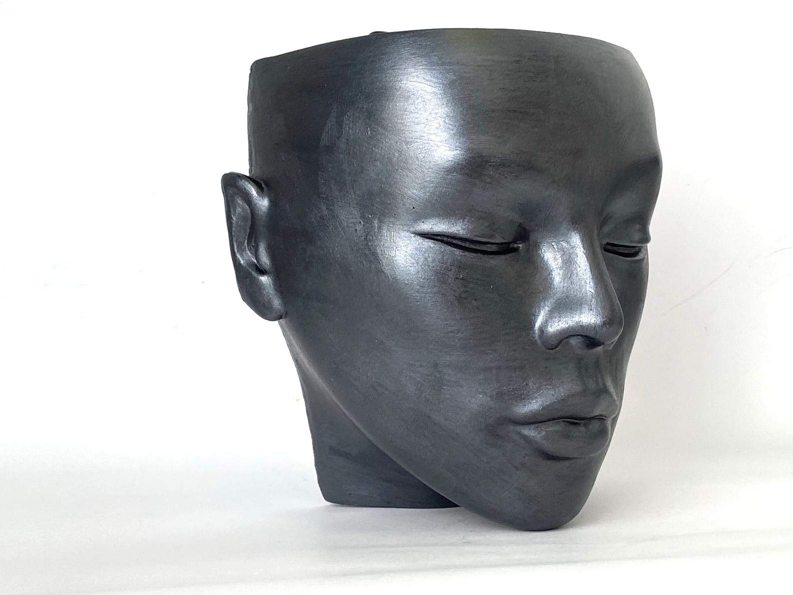 Graphite Metallic Head Planter Face - Modern Wall Hanging Table Vase for Home & Office Decor | Perfect for Succulents, Air Plants & Small Flowers