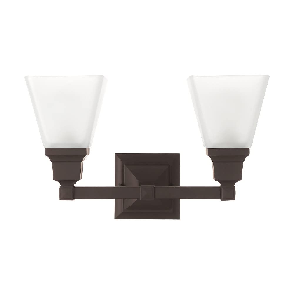 Livex Lighting 1032-35 Mission 2-Light Bathroom Vanity Light Fixture, Polished Nickel Finish, 15