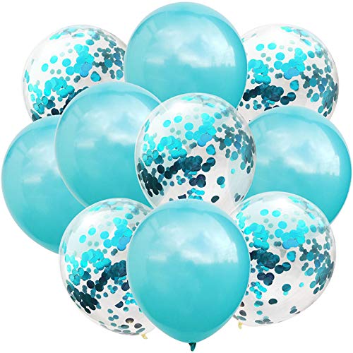 Blue Teal Turquoise Metallic Balloons & Confetti Balloons Set - Premium Party Decorations for Birthday, Wedding, Engagement, Graduation | Elegant Teal Party Supplies for Indoor & Outdoor Celebrations