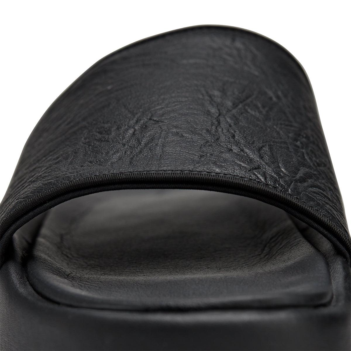 Comfortable Black Leather Slides for Men & Women - Soft & Stylish Summer Sandals for Beach, Pool, and Casual Wear