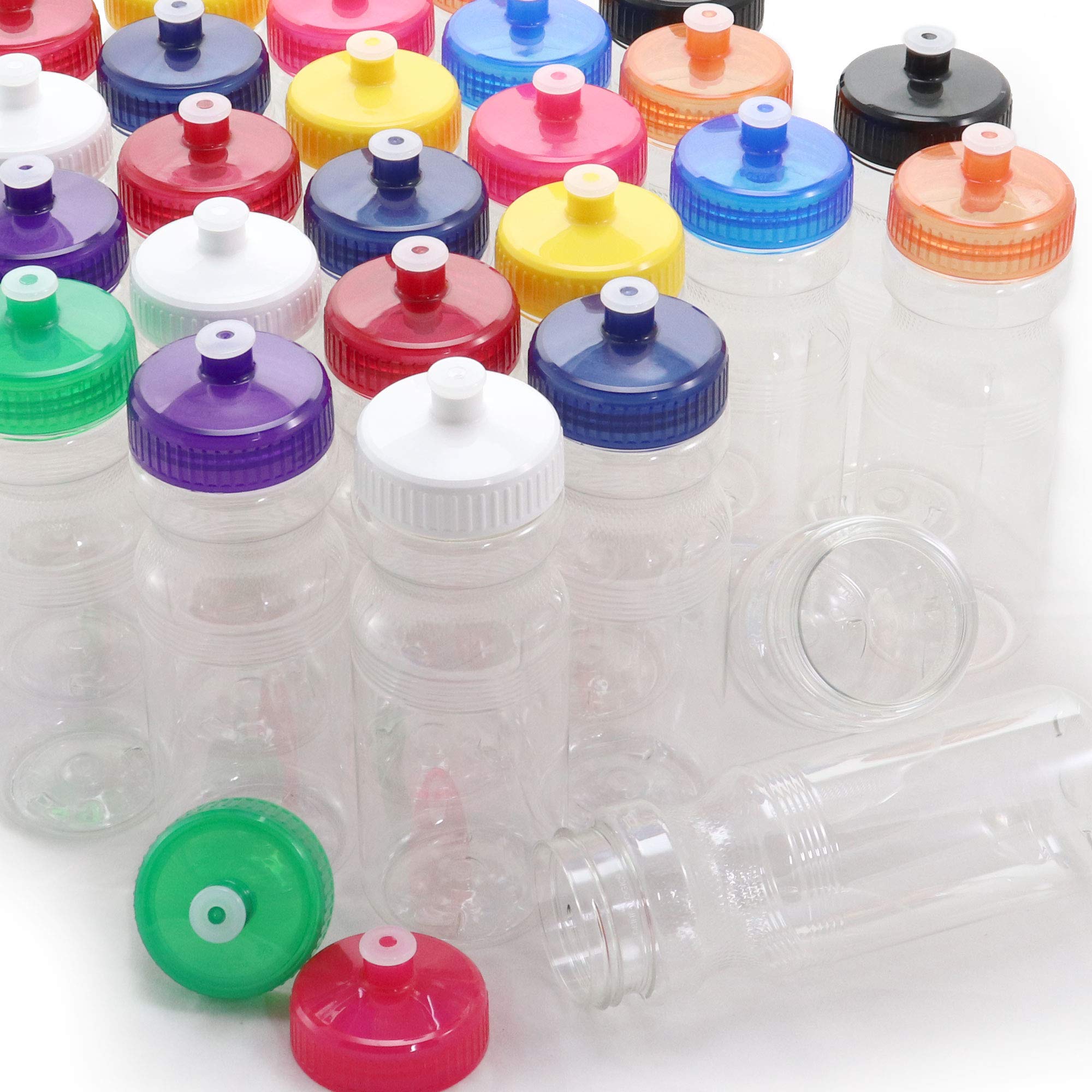 BPA-Free 24oz Water Bottles (100 Pack) - Made in USA | Reusable Plastic Bottles for Office, Gym, School & Outdoor Activities