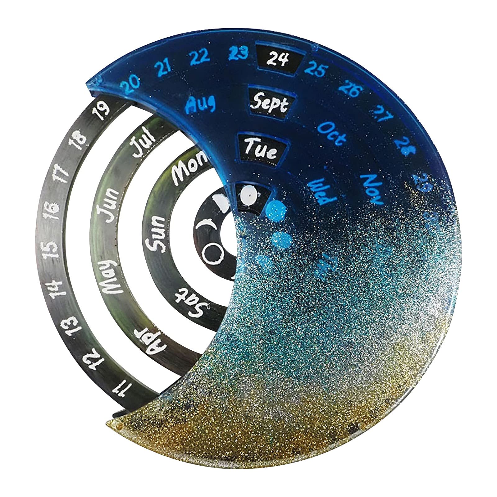 JSDS Moon Perpetual Calendar Silicone Molds Set of 3 - DIY Epoxy Resin Molds for Moon Phase Calendar, Wall Art, Home Decor (White, 8.1 Inch) - Perfect for Resin Crafts, Gift Making & Boho Room Decoration