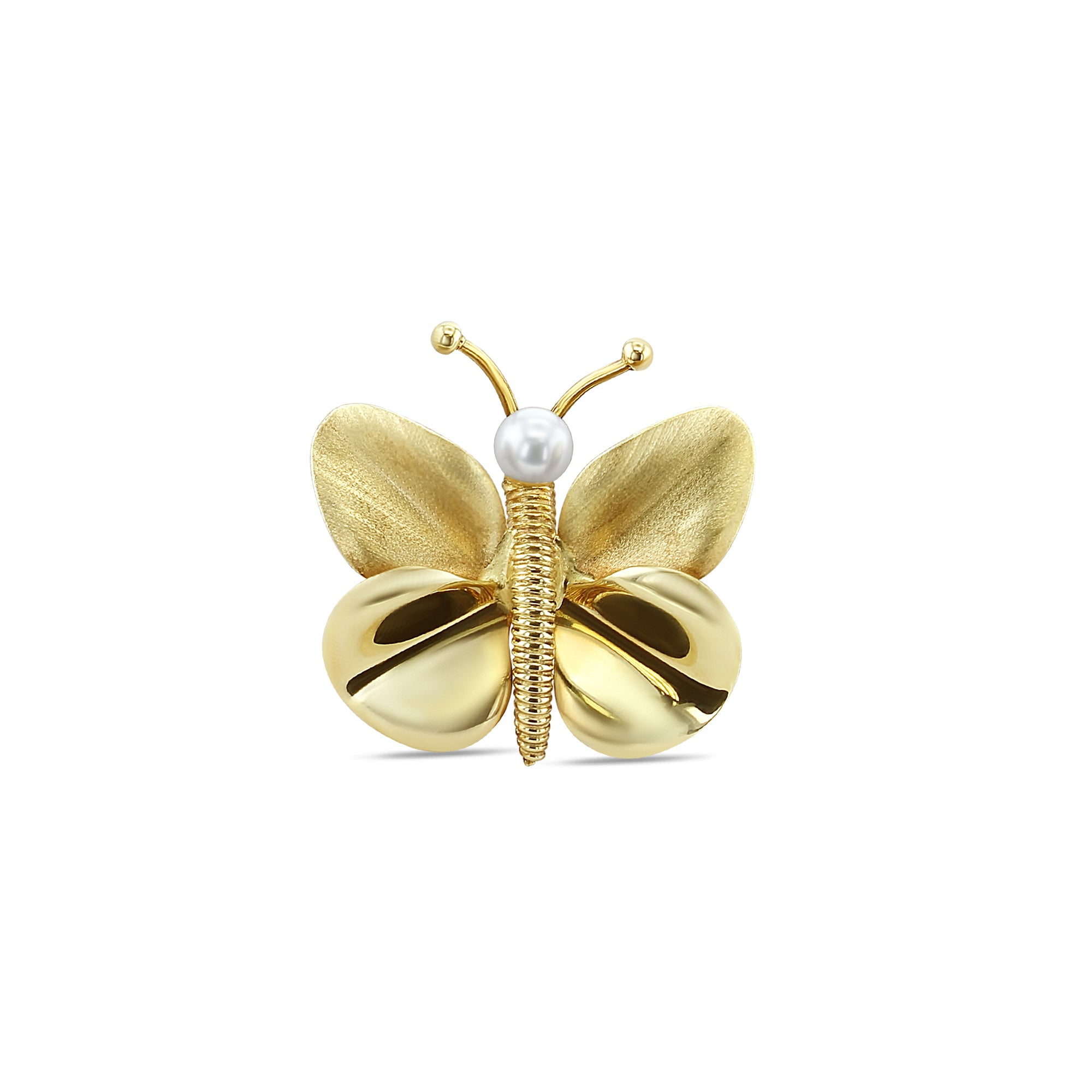 5MM Pearl Gold Butterfly Brooch - 14k Yellow Gold Pin for Women - Elegant Jewelry Gift for Weddings, Parties & Special Occasions