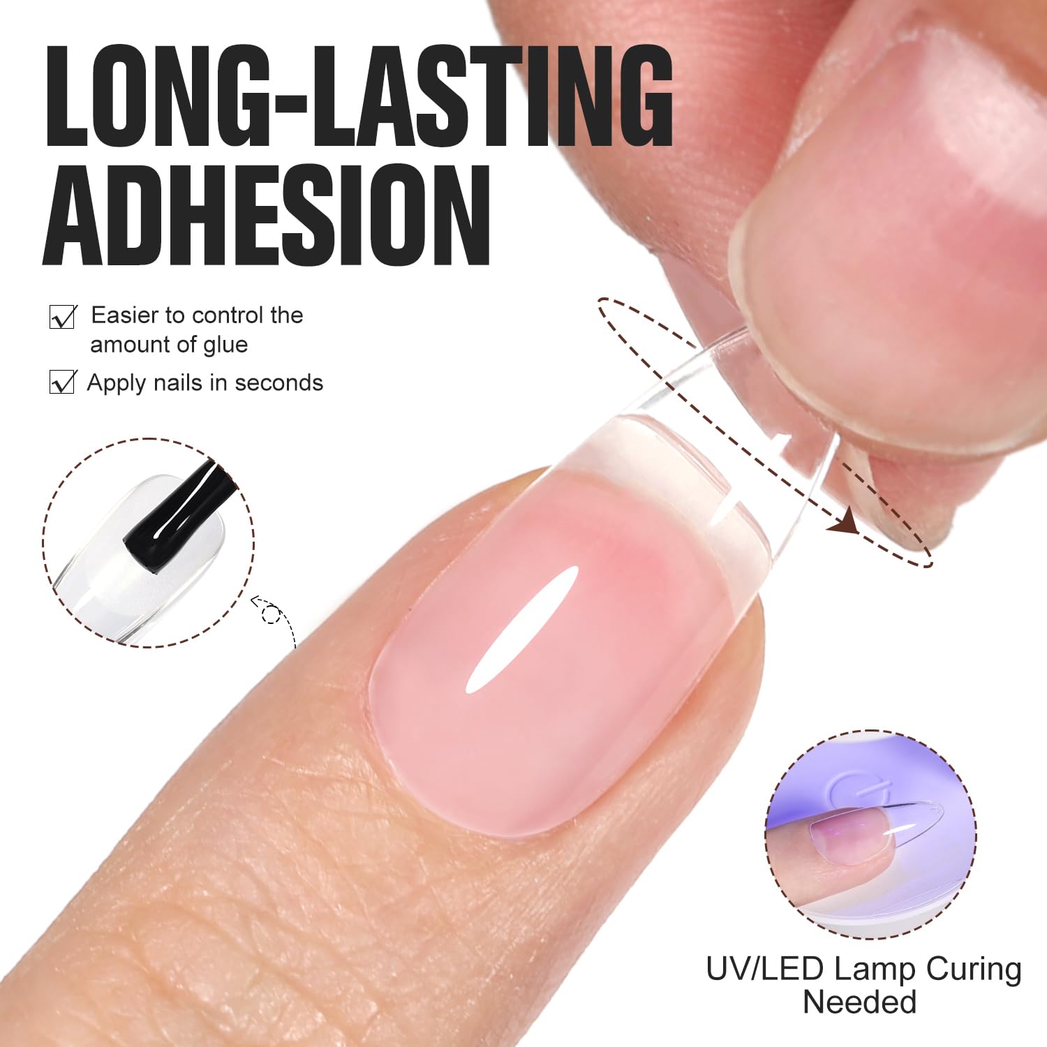 Beautpal 5-in-1 Nail Glue Gel for Acrylic Nails & Press On Nails - Long Lasting UV/LED Curing Nail Extension Glue with Strong Adhesion - Perfect for Nail Tips, False Nails & Nail Repair - Salon Quality & DIY Home Manicure