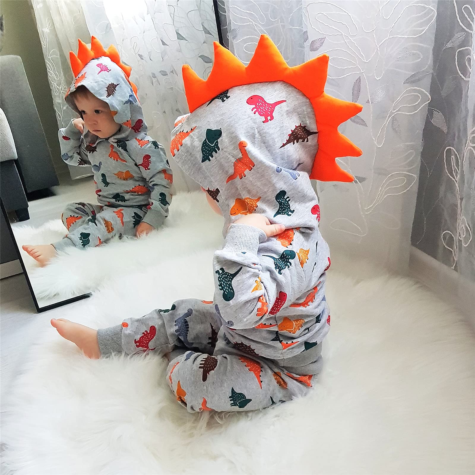 **Adorable Animal Print Baby Boy Clothes Set - Long Sleeve Hoodie & Pants Outfit for Toddlers & Infants - Perfect for Playdates, Family Photos & Everyday Comfort**
