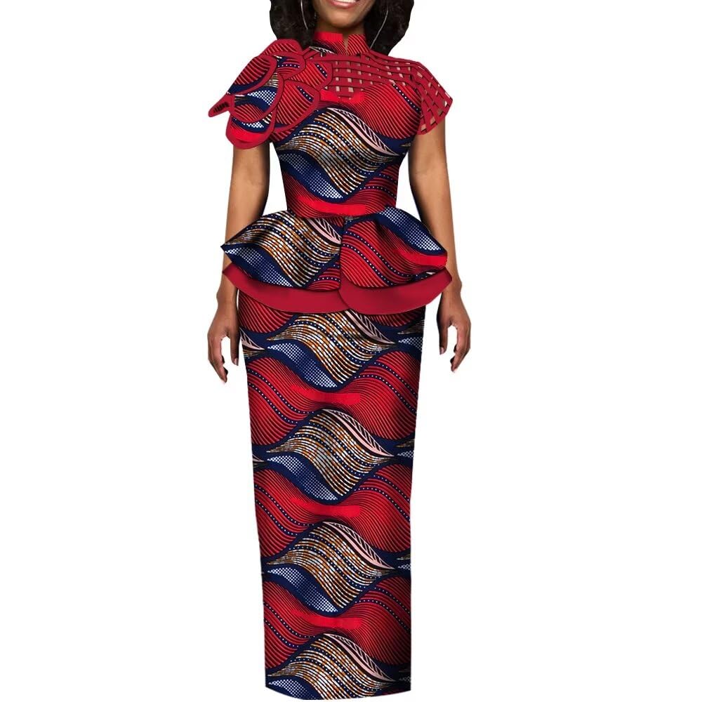 African Print Women's Outfit Set - Floral Braided Crop Top & Long Skirt | Traditional Ankara Style for Parties, Weddings & Cultural Events