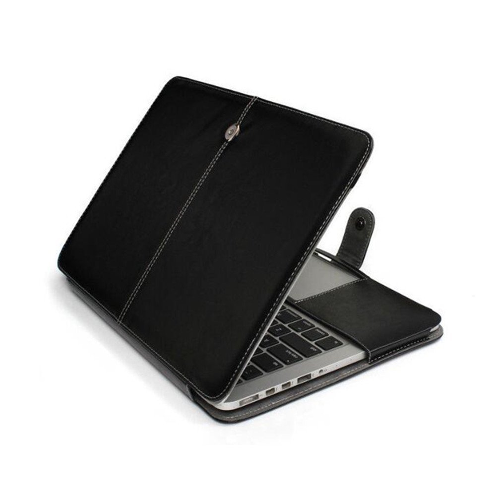 Premium PU Leather Laptop Sleeve Case for MacBook Pro 16 Inch - Black | Durable Protective Cover with Clip-On Design | Perfect for Work, Travel & School Accessories