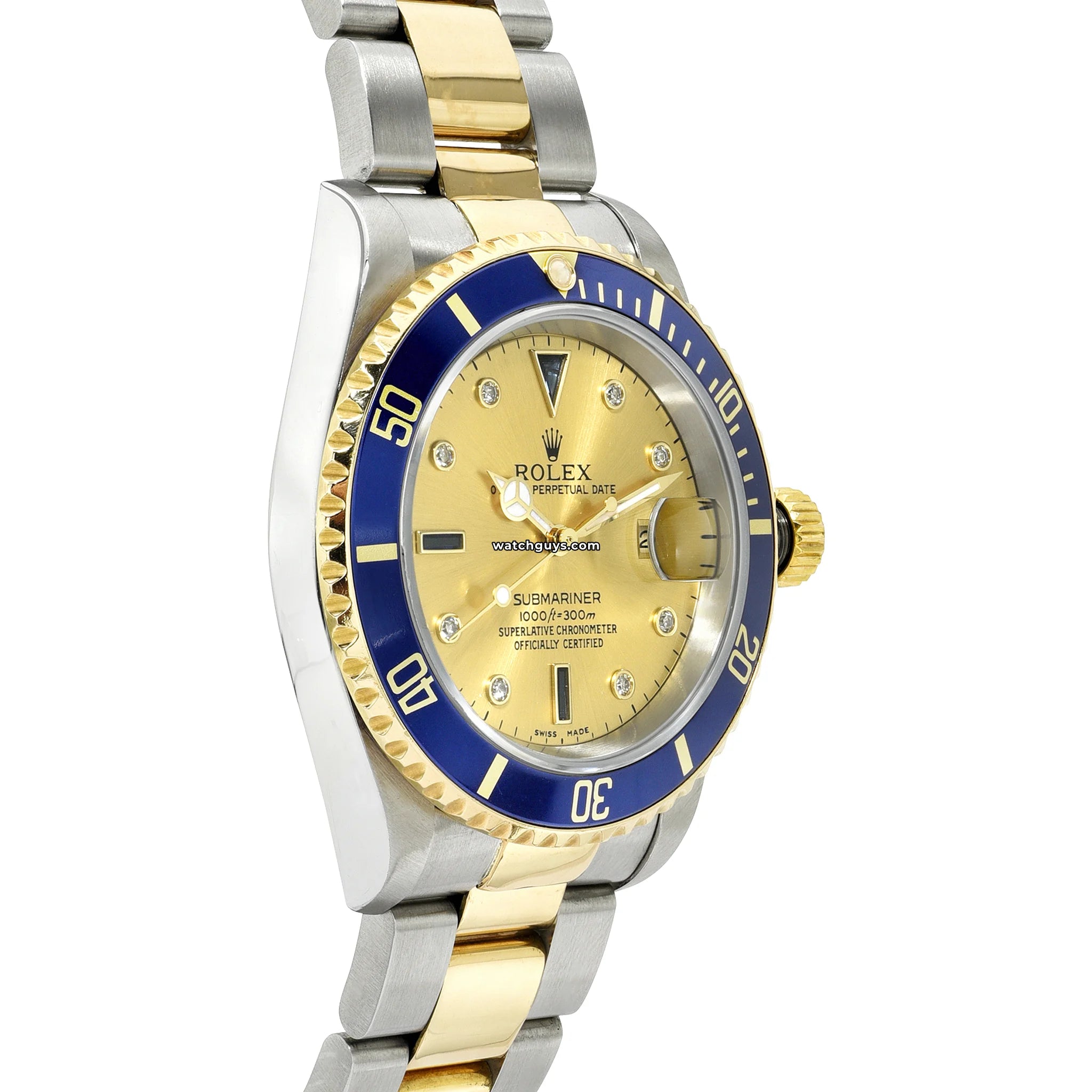 Rolex Submariner 16613 Champagne Serti Dial Men's Luxury Watch - Perfect for Diving, Business & Formal Occasions