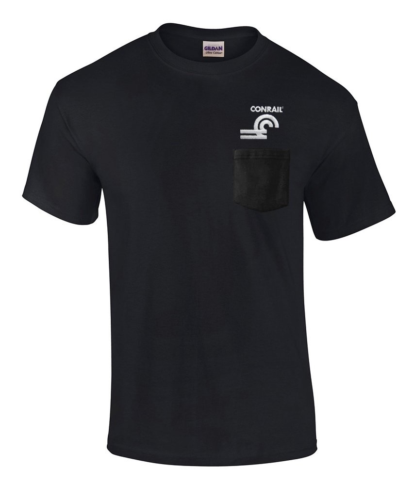 Conrail Herald Embroidered Pocket T-Shirt - Vintage Railroad Design Cotton Tee for Men | Casual Wear & Retro Fashion