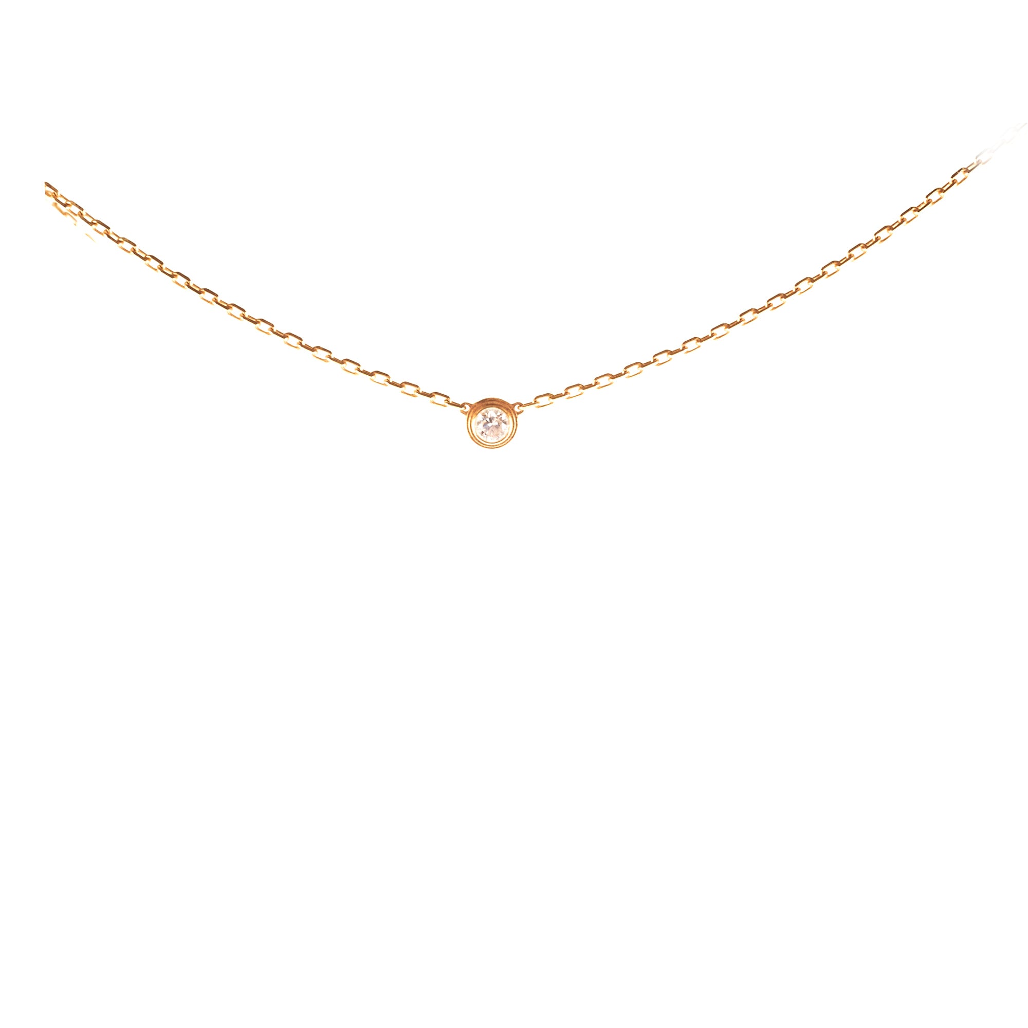 Cartier 18K Yellow Gold Small Diamond Pendant Necklace for Women - Perfect for Weddings, Anniversaries & Special Occasions