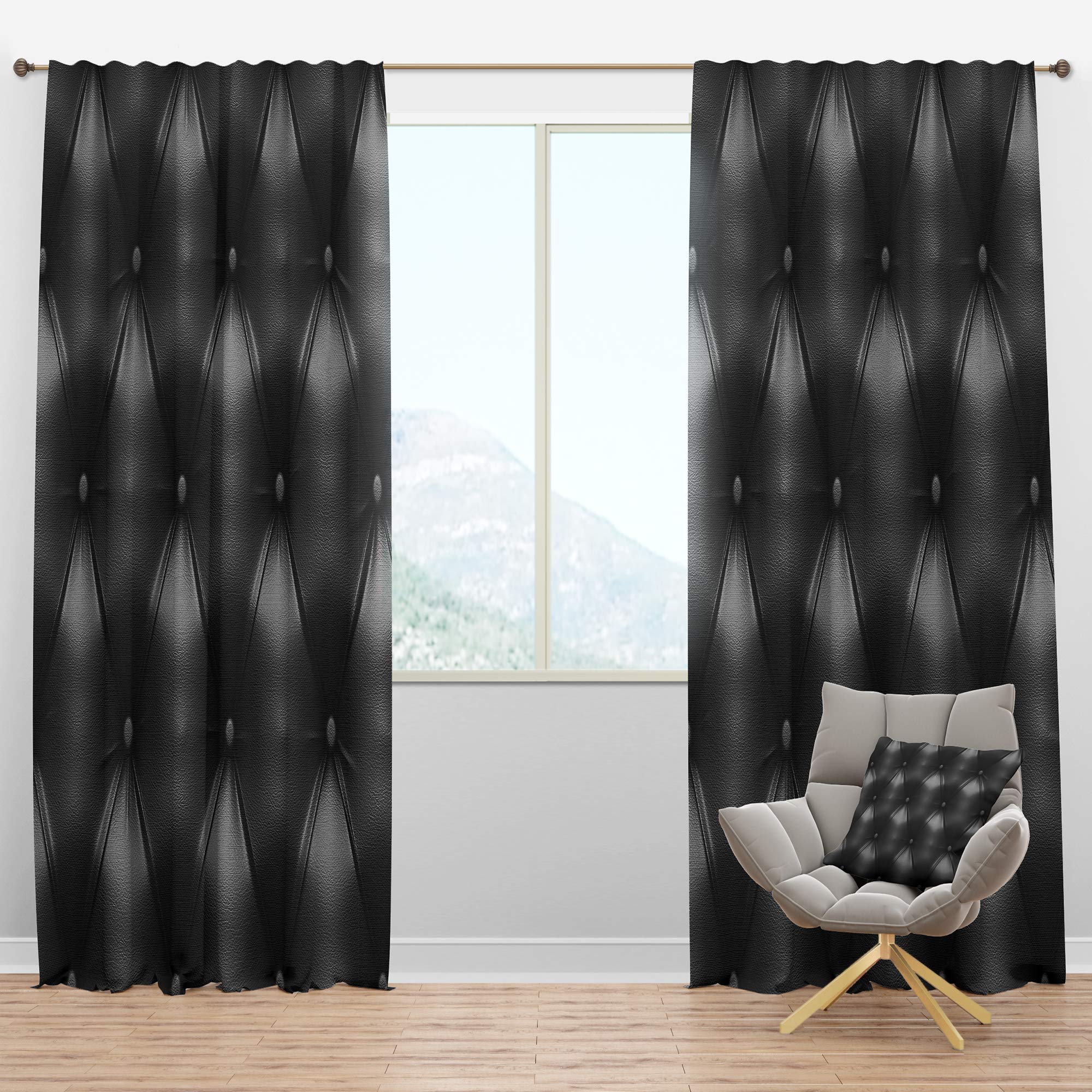 Premium Blackout Curtains for Bedroom & Living Room - Thermal Insulated Luxury Classic Black Leather Look Single Panel (52x95 Inches) - Perfect for Home Theater, Nursery & Light Sleepers